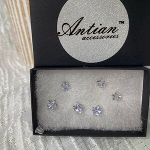 Antian Accessories™ Star CZ Stud Earrings Set